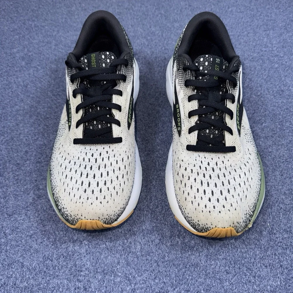 Brooks Ghost 16 Mens Size 8.5 Running Shoes White Green Black 1104181D192